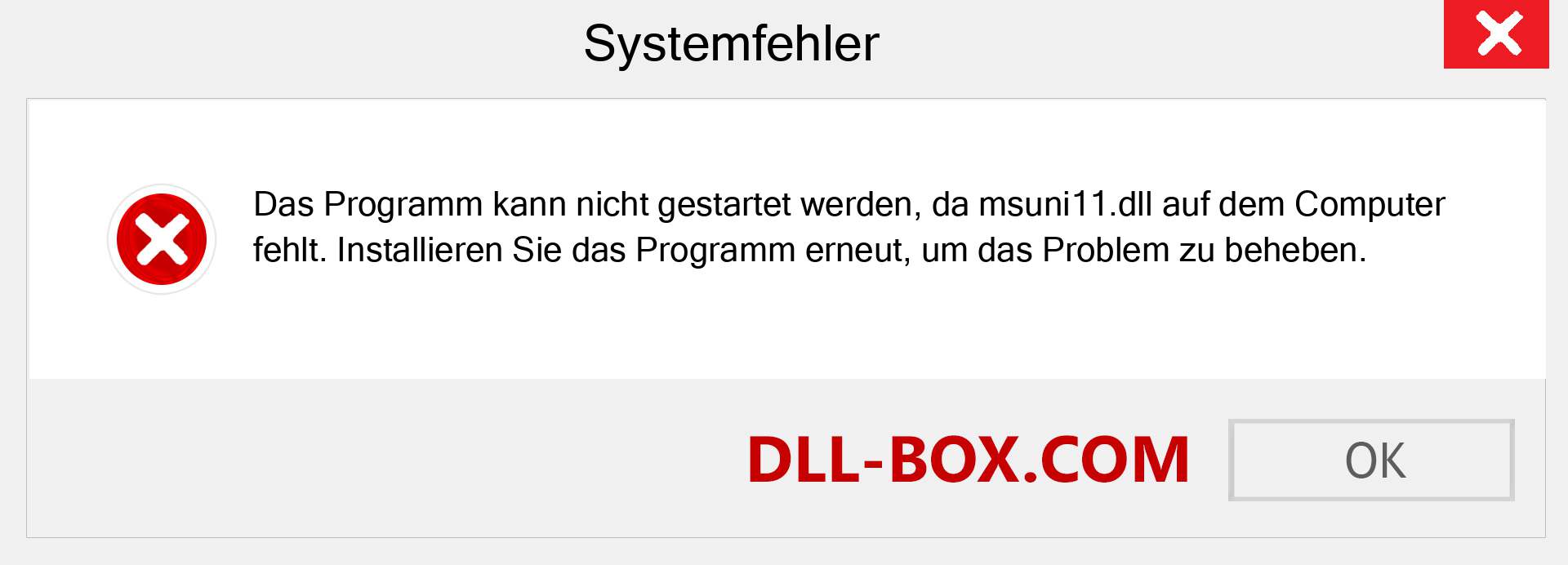 msuni11.dll-Datei fehlt?. Download für Windows 7, 8, 10 - Fix msuni11 dll Missing Error unter Windows, Fotos, Bildern