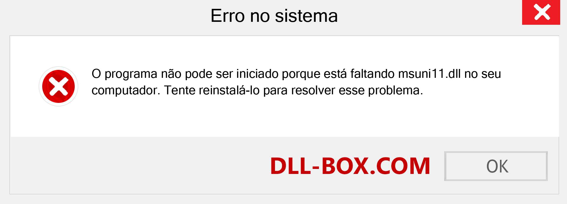 Arquivo msuni11.dll ausente ?. Download para Windows 7, 8, 10 - Correção de erro ausente msuni11 dll no Windows, fotos, imagens