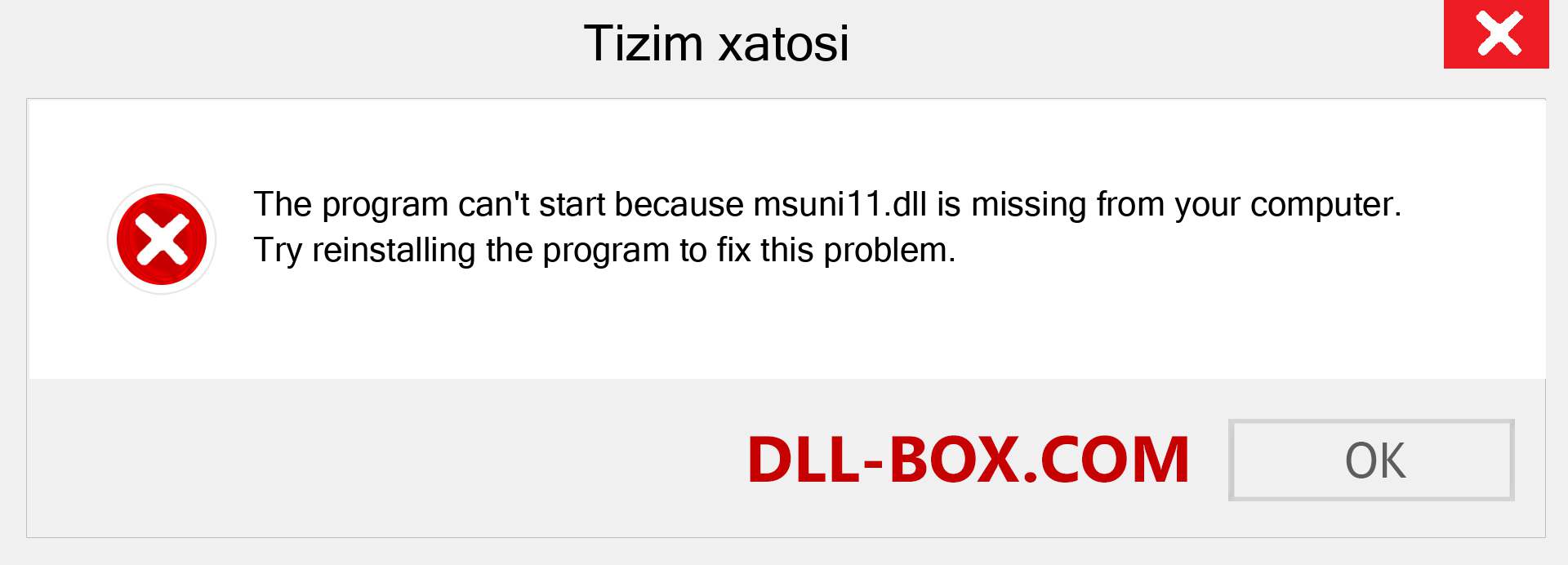 msuni11.dll fayli yo'qolganmi?. Windows 7, 8, 10 uchun yuklab olish - Windowsda msuni11 dll etishmayotgan xatoni tuzating, rasmlar, rasmlar